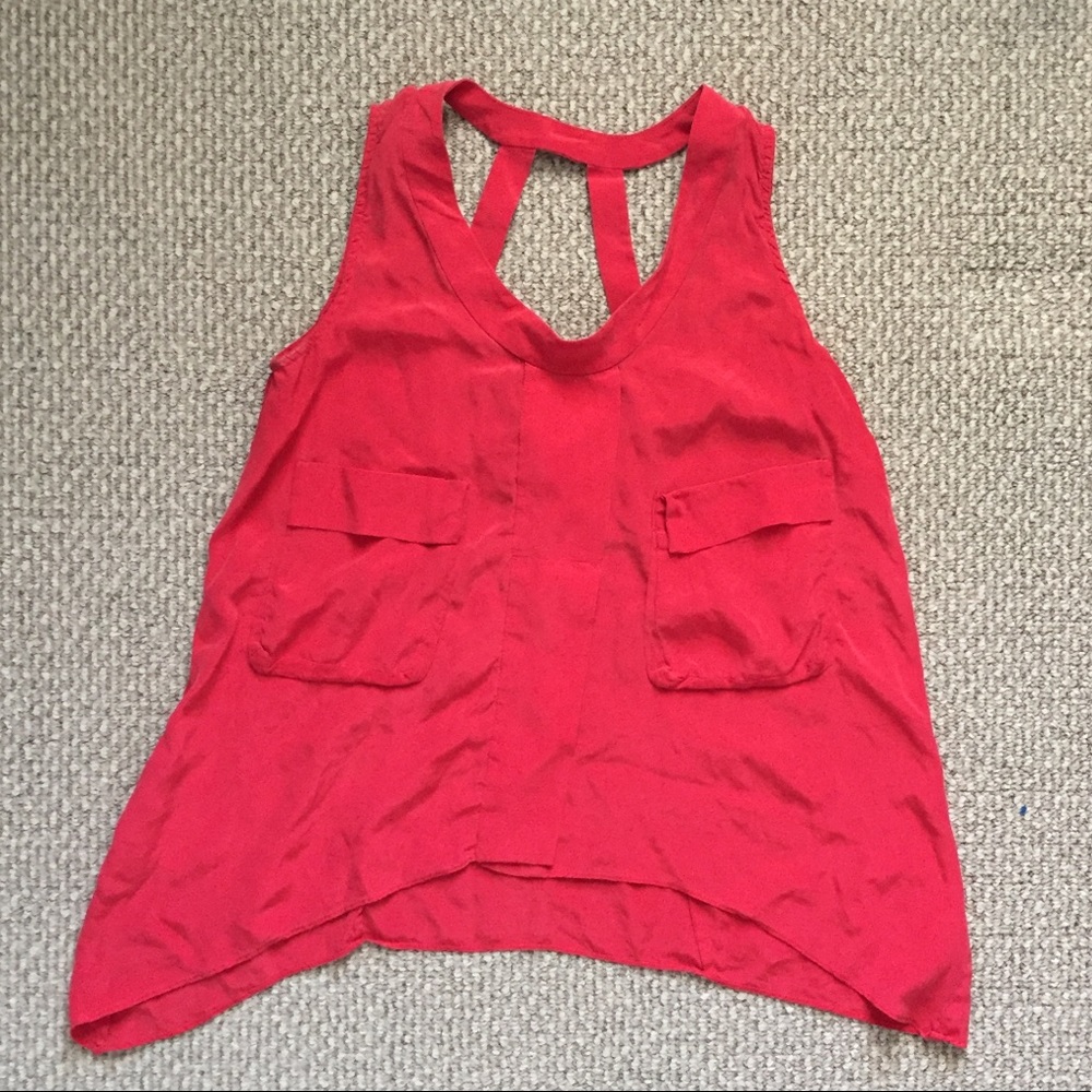 BCBGMAXAZRIA RED SILK BLOUSE